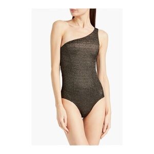 LISA MARIE FERNANDEZ One-Shoulder Metallic Swimsuit NWT